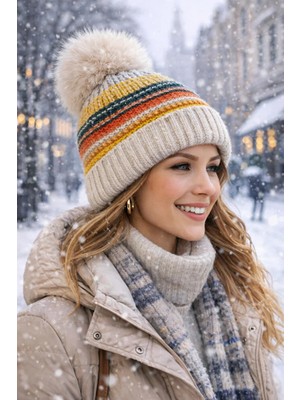 Saria Moda Içi Kürk Polarlı Yün Triko Örgü Bere