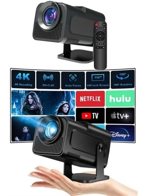 Renklime Projektör Siyah Android Taşınabilir Sinema Projeksiyon Wifi Destekli En Güncel Sürüm Akıllı