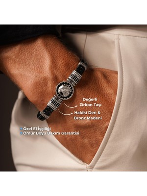 Tansesuar Kartal Model Zirkon Taşlı Hakiki Deri Bileklik