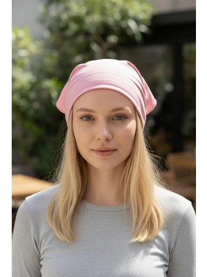 Üçgen Bandana Fular Bone Mutfak ve Aşçı Bone Likralı Soft Pembe