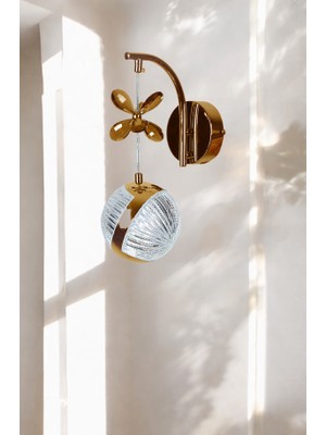 Trend Rose Perla Şık LED Aplik Kelebek Taşlı Sarkıt Rose Gold