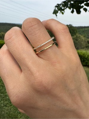 Ebru Çitak Sparkling Square Ring - Ayarlanabilir Zirkon Taşlı Yüzük