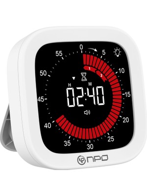 Npo NPT32B Dijital Kronometre Pomodoro Motivasyon Saati Beyaz Renkli ABS Plastik Hafif Tasarım