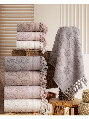 Hazangülü Collection Buldan Üretimi Çeyizlik Deluxe Jakarlı Harem 4'lü Banyo Havlusu I 70X140