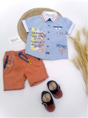 Bombili California Mavi Gömlekli Şortlu Takım