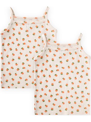 Cigit Ikili Ip Askılı Kız Atlet 2-11 Yaş Portakal Desen