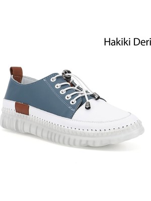 Gönderi(r) Kadın Mavi  Bağcıklı Hakiki Deri Sneaker