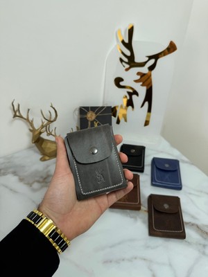 Sanat %100 Hakiki Crazy Deri El Dikimi Minimalist Cüzdan - Çıtçıtlı Eskitme Dokulu Kaliteli Erkek Cüzdan