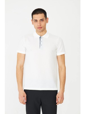 White Stone Beyaz Modern Kesim Polo Yaka Erkek T-Shirt