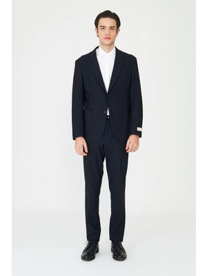 White Stone Siyah Modern Slim Fit Düz Kumaş Klasik Kesim Takım Elbise
