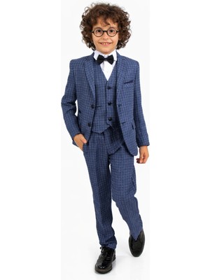 Ahengim Erkek Çocuk Slim Fit Dokulu Çizgili Klasik Takım Elbise AK197-198