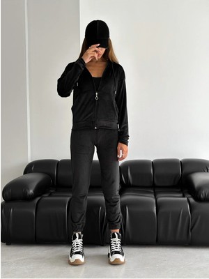 Win Moda Fermuarlı Kadife Takım / Yumoş Kadife Üst Fermuarlı Ceket ve Yumoş Kadife Alt Pantolon