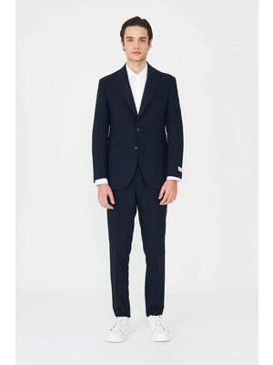 White Stone Lacivert Modern Slim Fit Düz Kumaş Klasik Kesim Takım Elbise