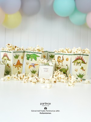 Partince Dinozor Tema 8'li Popcorn Patlamış Mısır Kutusu