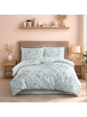 Pamuksu Markalı Çiçekli Desenli Battal Boy Nevresim Takımı | 3 Lastikli Çarşaf Seçeneği | 100% Pamuk-Kutulu