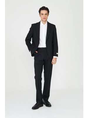 White Stone Siyah Klasik Modern Kesim Takım Elbise