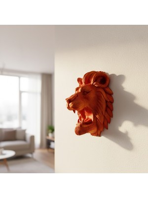 MidasTech Özel Tasarım 3D Aslan Figürü Duvar Süsü Dekoratif Heykel 20X21 cm Midiastech