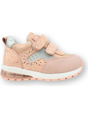 Nubebe Marmara Neo Işıklı Çift Cırtlı Deri Ayakkabı Pudra Hologram