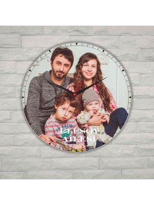 Çılgıntrend Kişiye Özel Fotoğraf Baskılı Metal Duvar Saati - En Güzel Aile Hediyesi