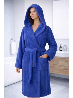 Emillie %100 Pamuk Bukle Ihracat Fazlası Unisex Düz Bornoz - Yüksek Kaliteli-