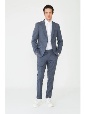 White Stone Füme Dokulu Modern Kesim Takım Elbise