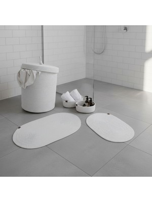 Comfort Craft 5 Parça Jüt Banyo Seti -Kirli Çamaşır Sepeti, 2'li Paspas ve 2'li Organizer Takımı - Doğal Sepet Seti