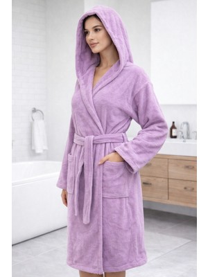 Emillie %100 Pamuk Bukle Ihracat Fazlası Unisex Düz Bornoz - Yüksek Kaliteli-