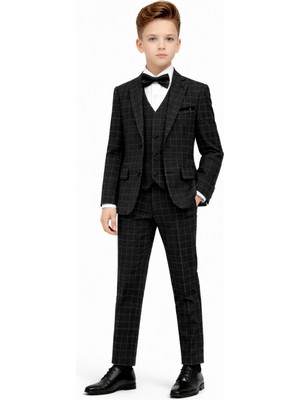 Ahengim Erkek Çocuk Slim Fit Dokulu Çizgili Klasik Takım Elbise AK197-198