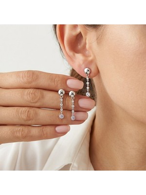 Vaoov 925 Ayar Gümüş Taşlı Sallantılı Küpe