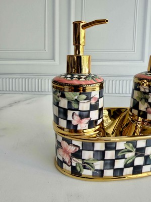 Rossev Porselen Sıvı Sabunluk Bölmeli Paradise