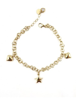 Ekinci Kuyumculuk 14 Ayar Altın Aşk Yıldızı Bileklik 18CM