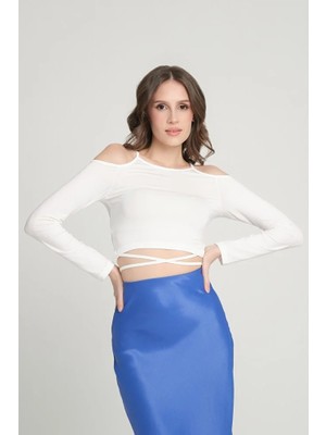 Modazeyosh Omuz Dekolte Bağlamalı Bluz
