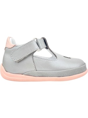 Nubebe Kız Bebek Fasülye Modeli Ilk Adım Ayakkabısı  Gri Sim