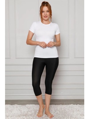 Çamaşır Kenti Microfiber Kapri Tayt Siyah