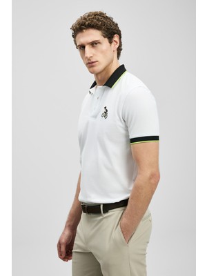 Lufian Zane Smart Erkek Polo Tişört Kırık Beyaz