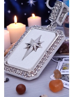 Katilus Gümüş Renk Tarot Kolye Kuzey Yıldızı Çelik Kadın Kolye