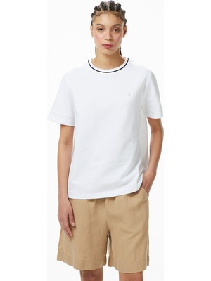 Nautica Kadın Beyaz Regular Fit T-Shirt 65V713T.1BW