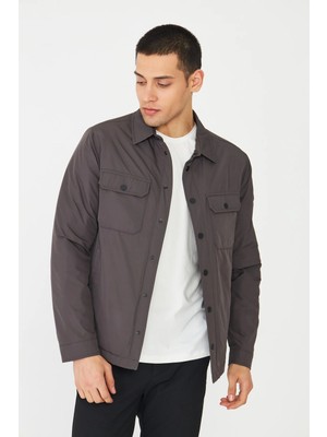 White Stone Kahverengi Çıtçıt Düğmeli Gömlek Mont