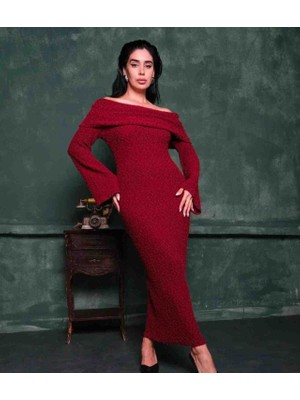 Arslan Triko Madonna Yaka Uzun Triko Elbise