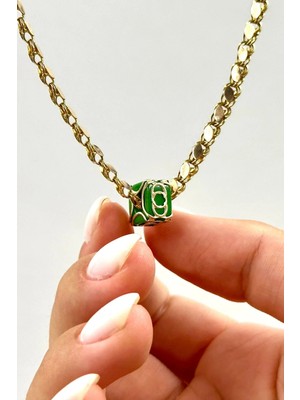 Ekinci Kuyumculuk 14 Ayar Altın Kafes Boncuk Kolye Ucu Siyah