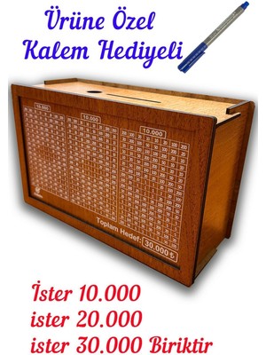 Özbience Ahşap Para Biriktirme Kutusu, Kalem Hediye, Hedef Belirleme, Şık Tasarım