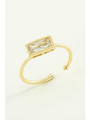 MidasTech Dikdörtgen Zirkon Taşlı Yüzük Nemere