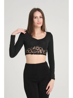 Modazeyosh Kadın Bel Dantel Detay Bluz