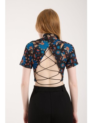 Modazeyosh Kadın Sırtı Lastik Dijital Baskı Detay Crop