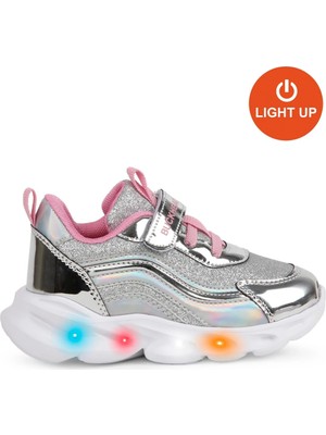 Buckhead Glossy Shiny Kız Çocuk Işıklı Spor Ayakkabı - Gümüş BUCK4430-010