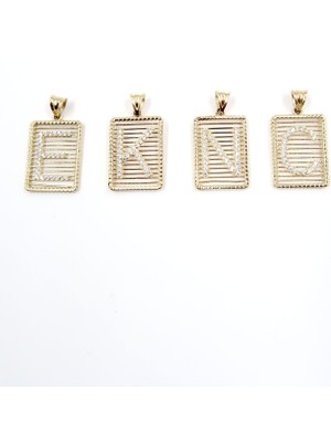 Ekinci Kuyumculuk Altın Izgara Harf Taşlı Kolye Ucu E