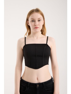 Modazeyosh Kadın Askılı Şeritli Fermuar Detay Bustiyer