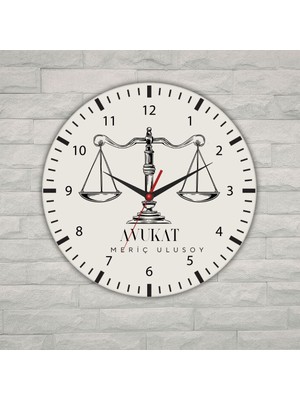 Hediye Vakti Kişiye Özel Avukat Logolu Metal Duvar Saati - Hukuk Bürosu Hediyesi 29 cm