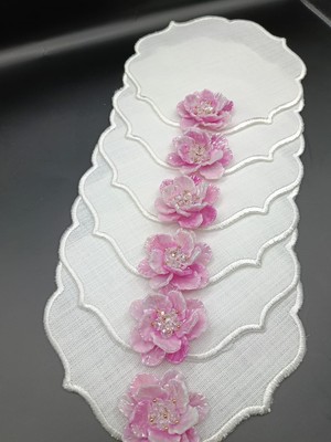 Zeynep Ela Kahve Yanı Kokteyl Pembe Çiçekli Sunum Peçete 6 Adet