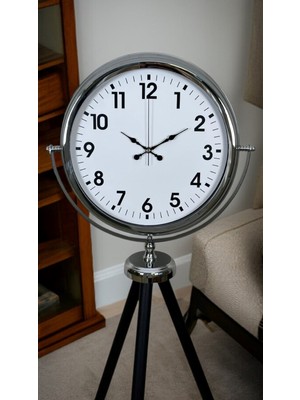 MidasTech Krom Dekoratif Tasarım Tripod Ayaklı Saat